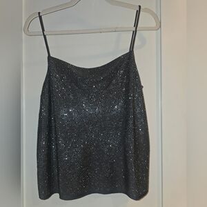 H&M Studio Gray Crystal Studded Top
